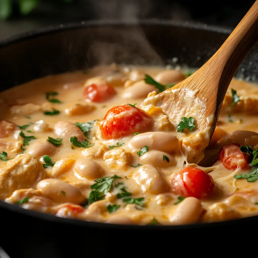 cheesy chicken and white bean skillet