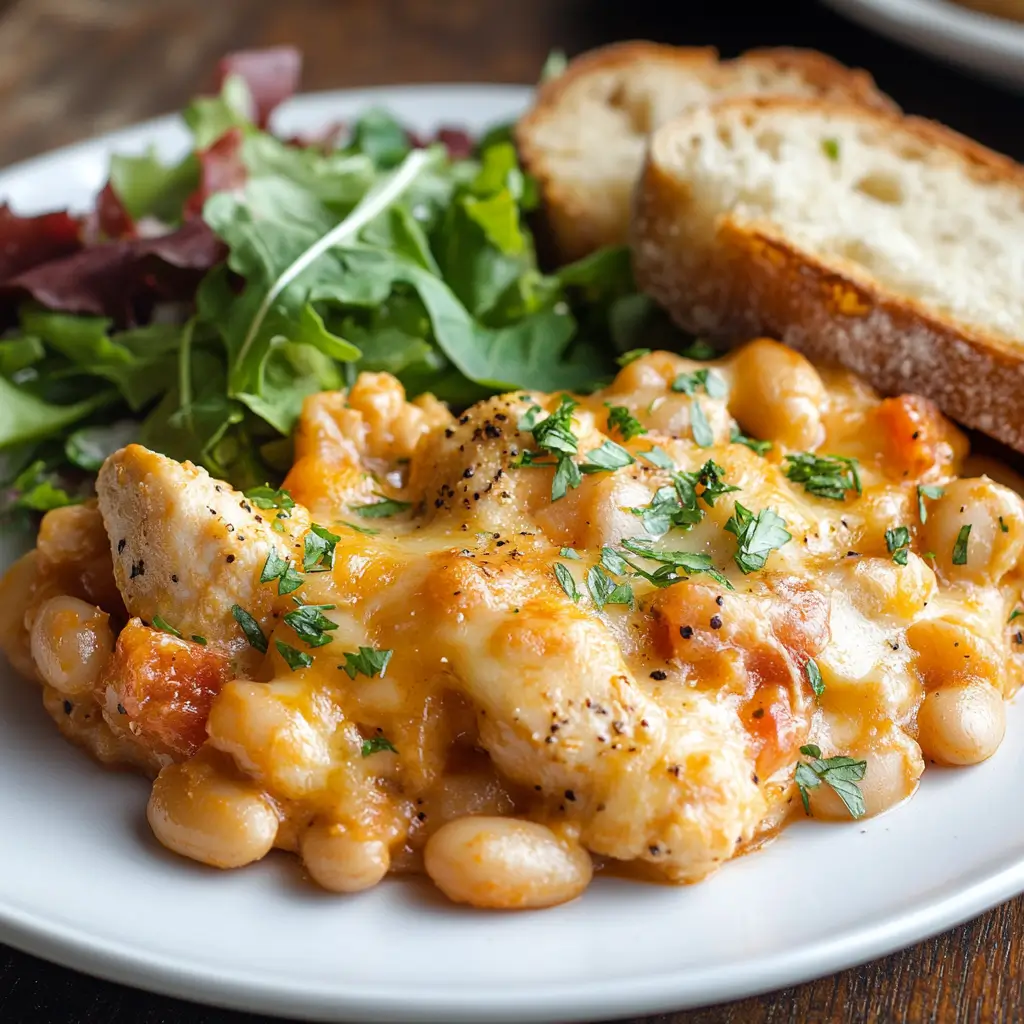 cheesy chicken and white bean skillet