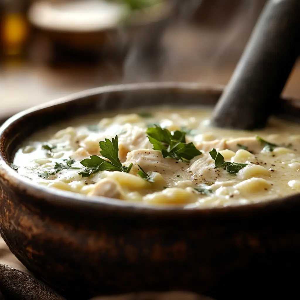 creamy chicken pastina soup