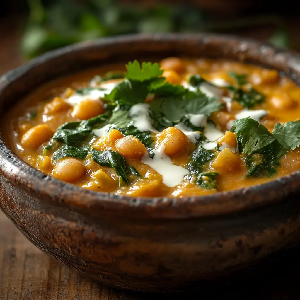 coconut stew with spinach and beans