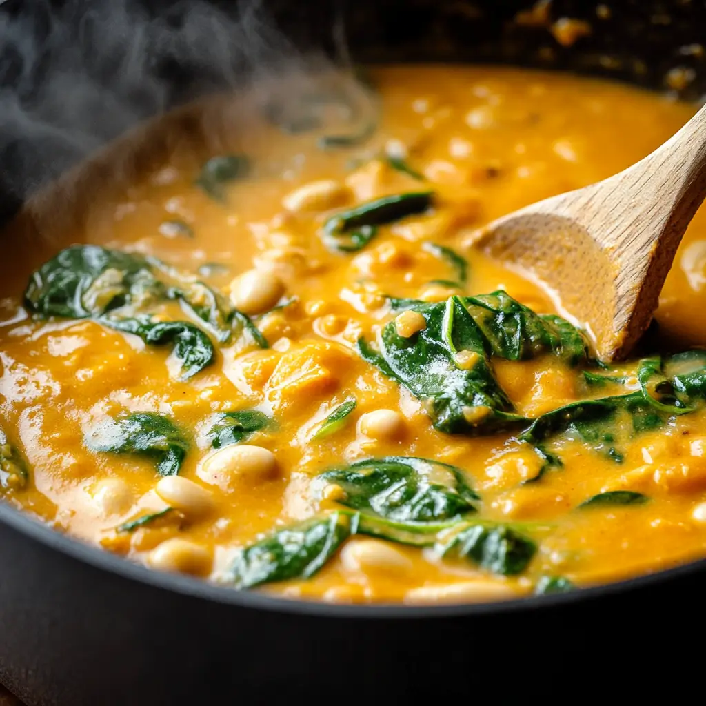 coconut stew with spinach and beans