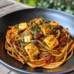 Chorizo Halloumi Chilli Pesto Spaghetti