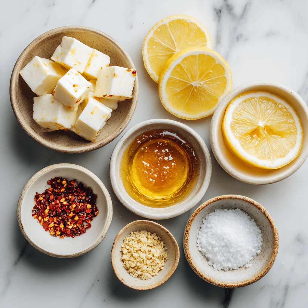 Ingredients for Air Fryer Crispy Honey Chilli Halloumi